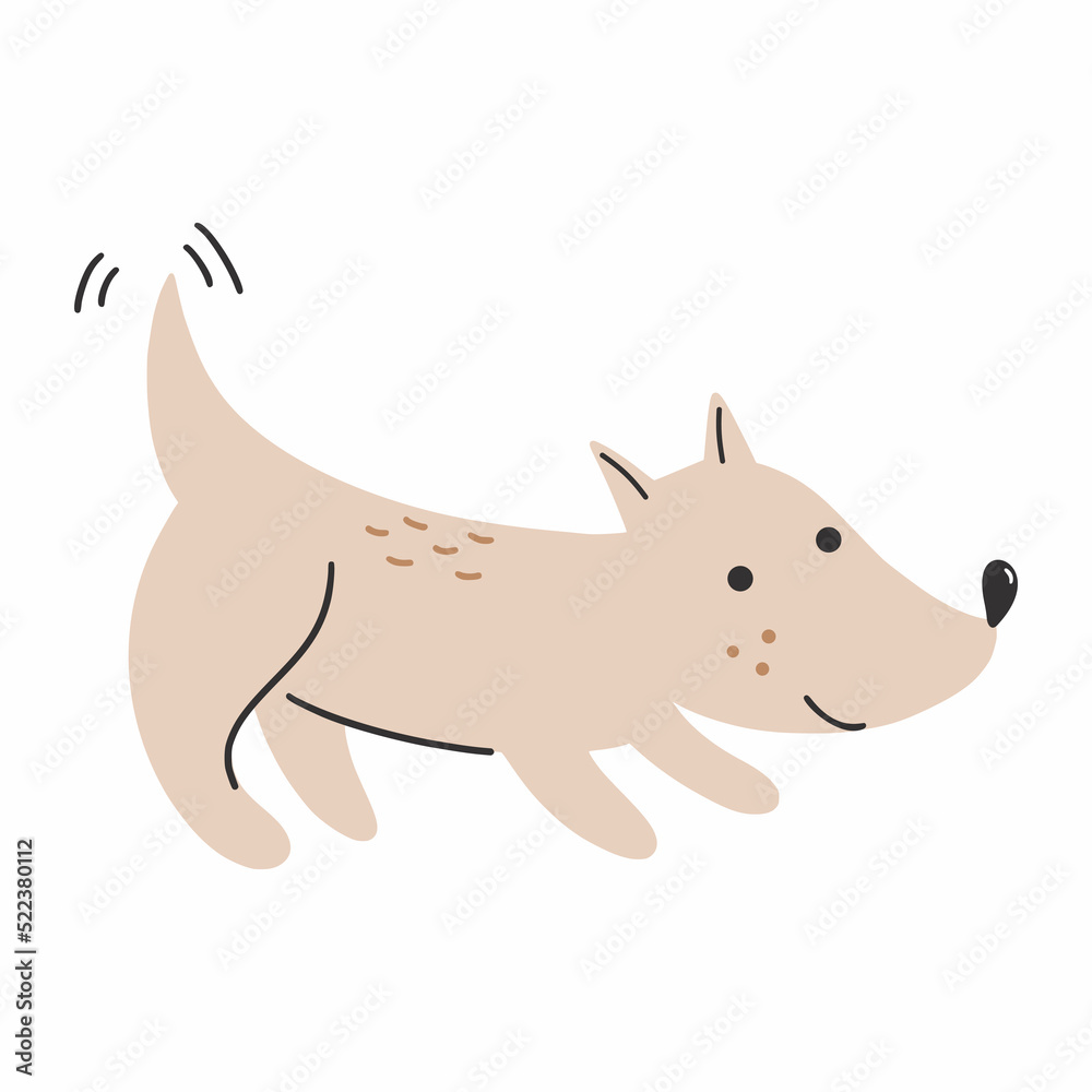 Cute dog in doodle style. Vector illustration. Pet. Hand drawn art.