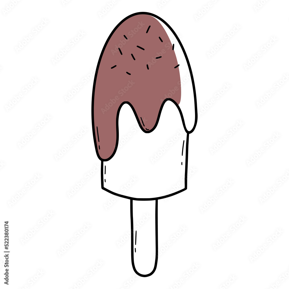 Doodle style ice cream. Vector illustration. Summer sticker. Doodle style ice cream. Vector illustration. Summer sticker.