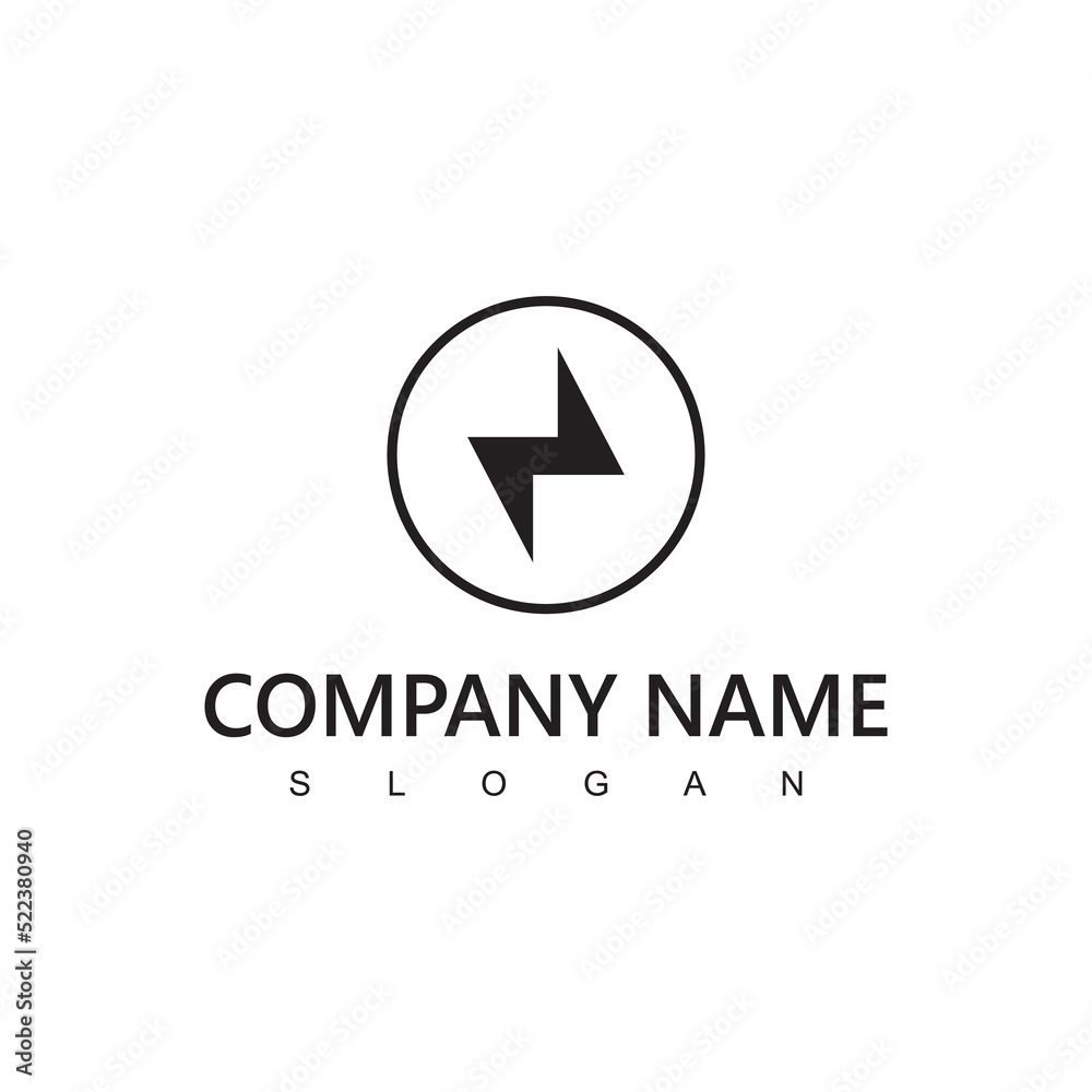 Electric Logo Minimalist Concept using Circle Frame Bolt Icon