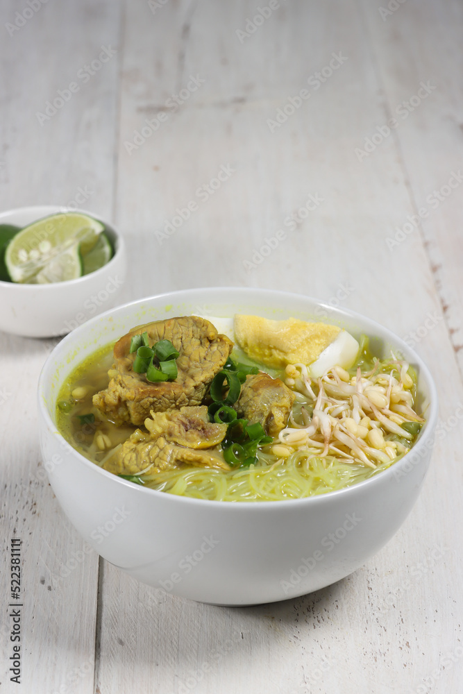Soto Sapi or Soto Daging, is an Indonesian special soup made from beef broth with meat cutlet. Popular menu for Idul Adha Soto Sapi or Soto Daging, is an Indonesian special soup made from beef broth with meat cutlet. Popular menu for Idul Adha