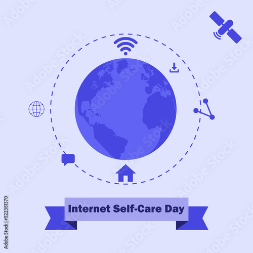 Vector illustration, Internet Self Care Day Concept. suitable for posters, greeting cards, backgrounds and banners