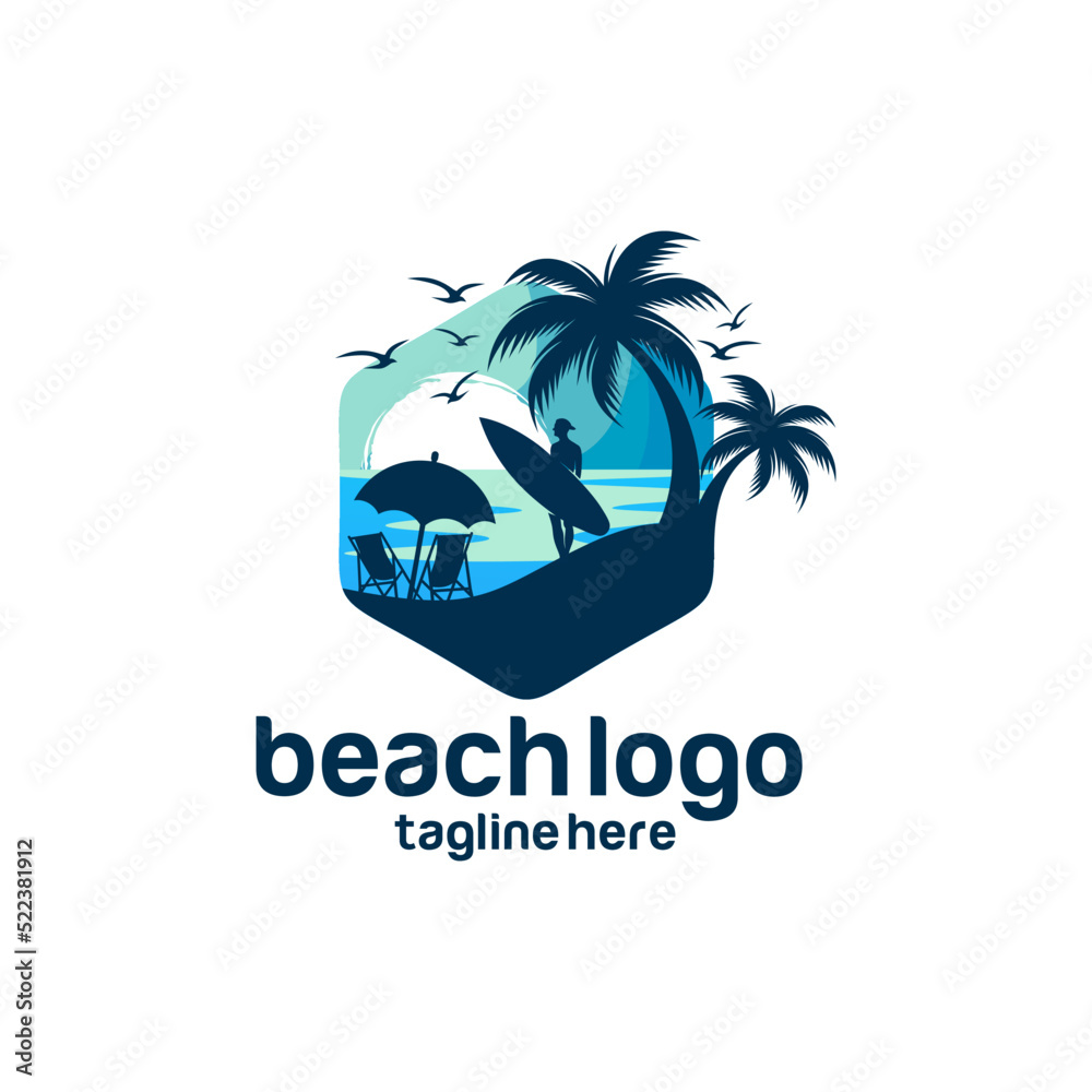 Beach logo design Vector template
