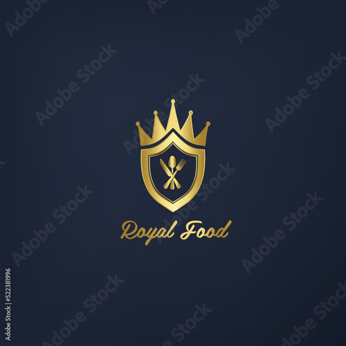 Free Download Luxury Food Logo | Royal crown Food with shield logo    - GFXLoad