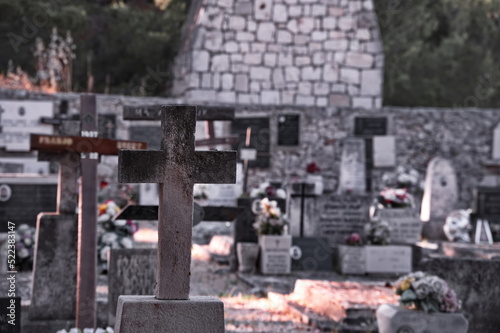 Old cemetery in Mediterranean town in Croatia