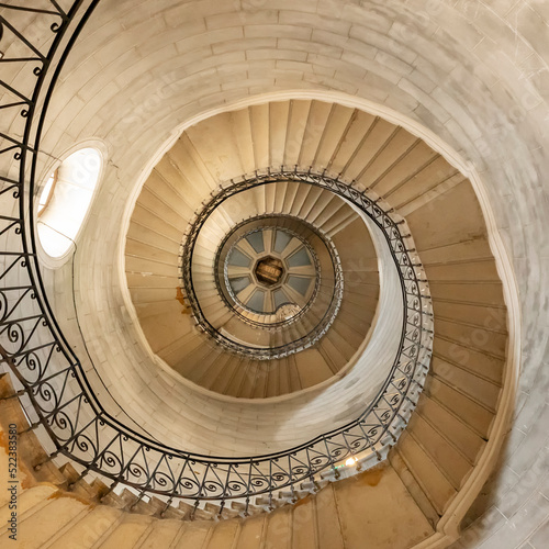 View of spiral staircase in famous Notre-dame-de-fourviere basilica