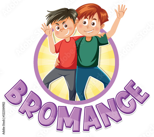 Cute cartoon character with bromance icon