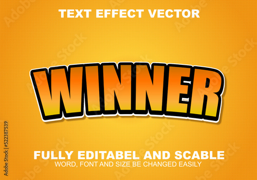 winner text effect vector