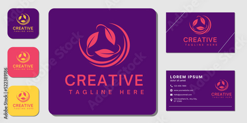 Elegant leaf logo design line art. Can be used for beauty salons, decorations, boutiques, spas, yoga, cosmetic and skin care products. premium business card vector