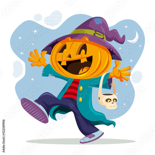 pumpkin boy going to halloween party