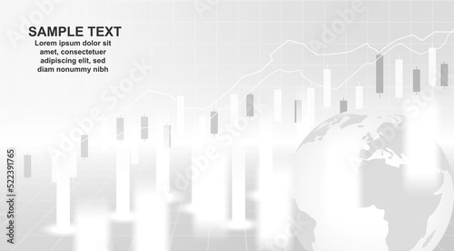 Stock market and exchange of world. Candle stick graph chart of stock market investment trading. White background. Vector.