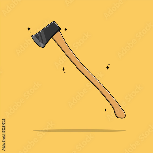 Tool axe with wooden handle vector illustration