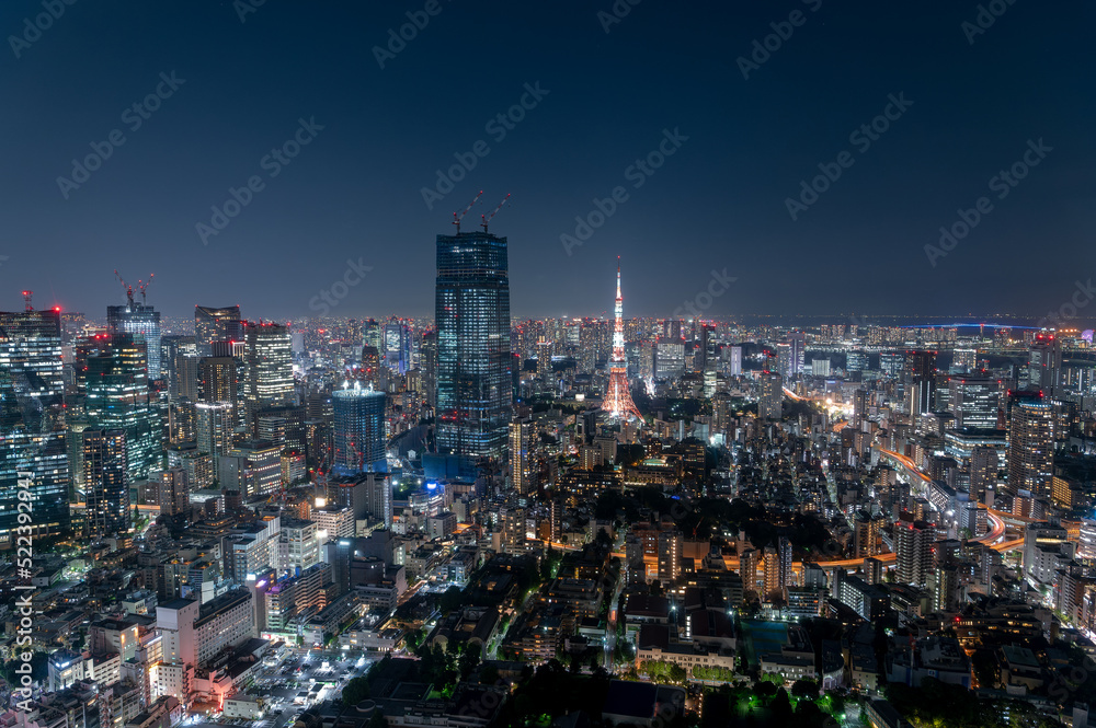 東京都港区六本木から見た夕方の東京の都市景観