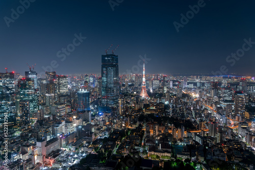 東京都港区六本木から見た夕方の東京の都市景観