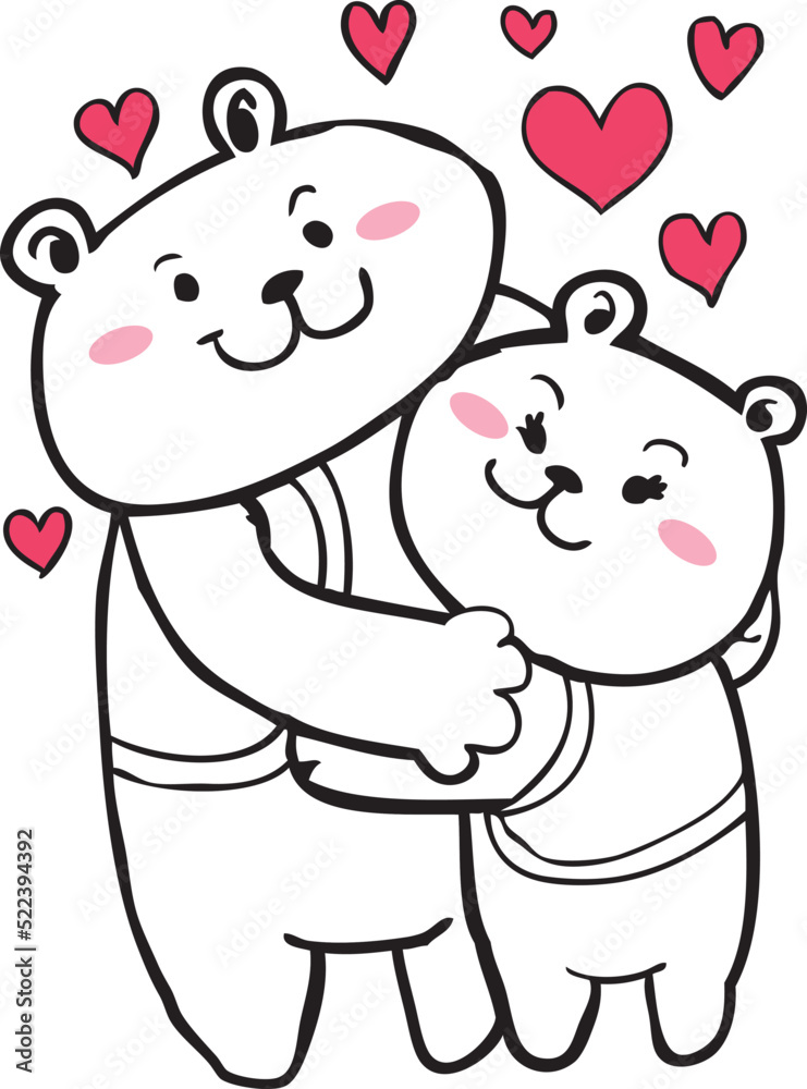 cartoon bear and his girlfriend