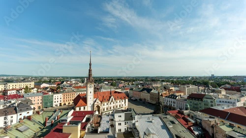 Timelapse of Olomouc in Czech Republic overlooking the public square and people walking in crowd