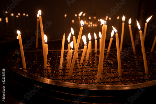 Lighted candles in Nativity Church, Bethlehem
