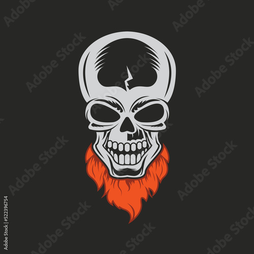 skull bone red bearded vector illustration concept design template