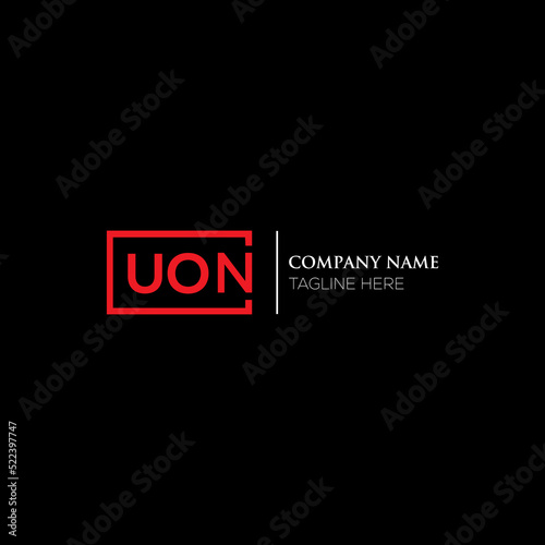 UON logo monogram isolated on circle element design template, UON letter logo design on black background. UON creative initials letter logo concept. UON letter design.
 photo