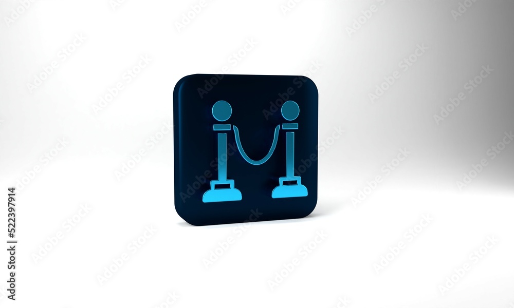 Blue Rope barrier icon isolated on grey background. VIP event, luxury celebration. Celebrity party entrance. Blue square button. 3d illustration 3D render Blue Rope barrier icon isolated on grey background. VIP event, luxury celebration. Celebrity party entrance. Blue square button. 3d illustration 3D render