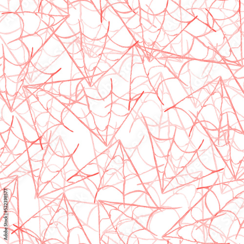 Red spider web watercolor seamless pattern. Template for decorating designs and illustrations.