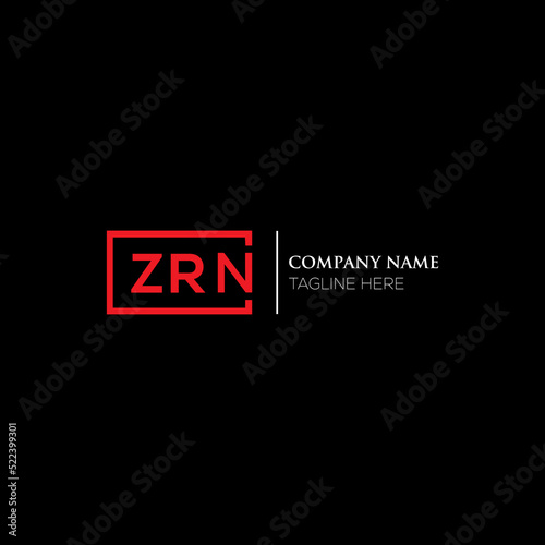 ZRN logo monogram isolated on circle element design template, ZRN letter logo design on black background. ZRN creative initials letter logo concept. ZRN letter design.
 photo