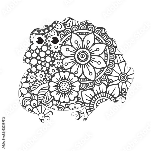 Animal mandala coloring page .frog mandala 