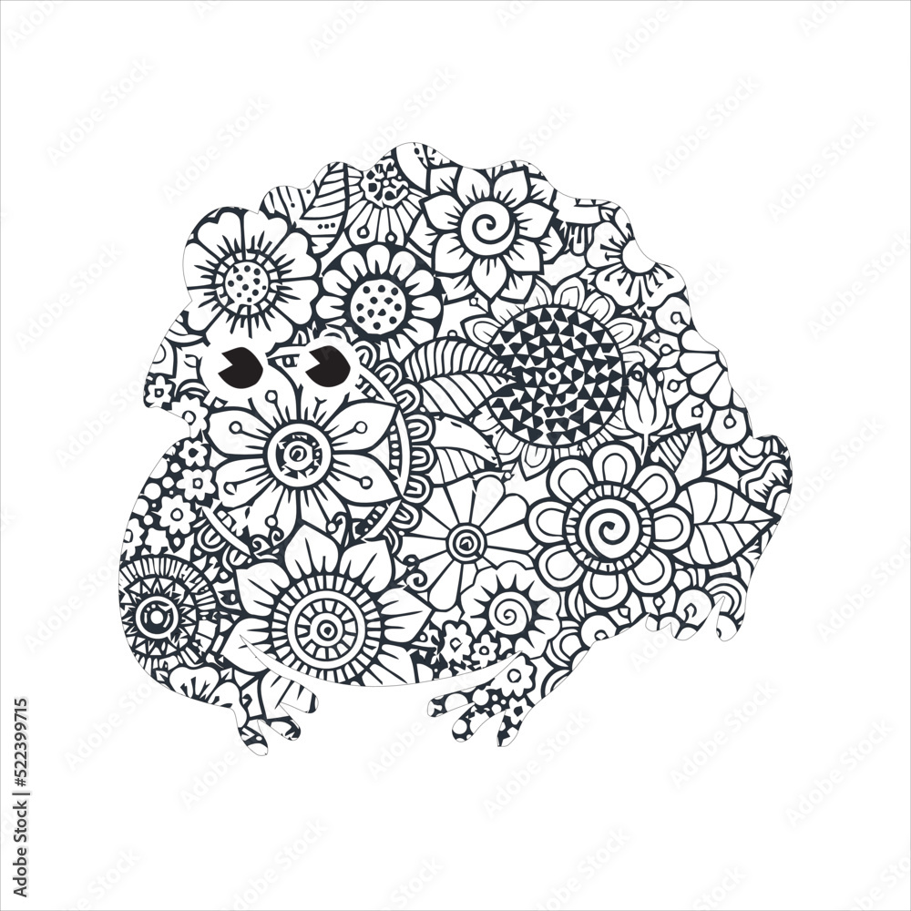 Frog Mandala Coloring Page. Zentangle style . Frog coloring page for
