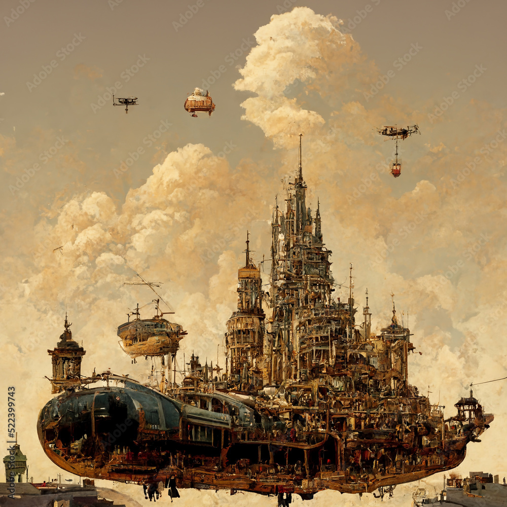 Steampunk Floating City Artwork