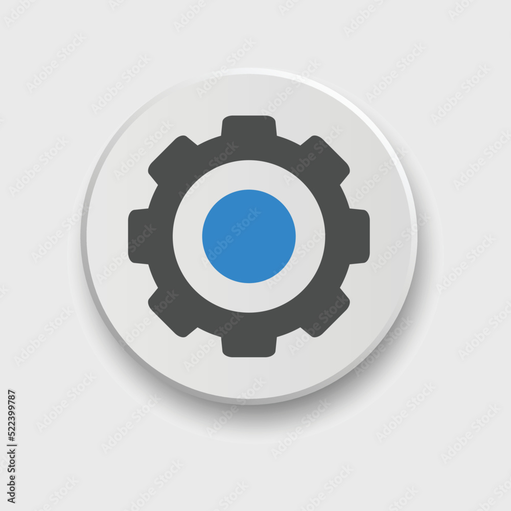setting/gear icon with button for ui, social media, website Isolated on white background. Multicolor icon
