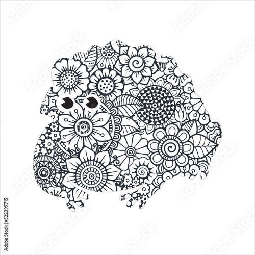 Frog Mandala Coloring Page. Zentangle style . Frog coloring page for kids and adults