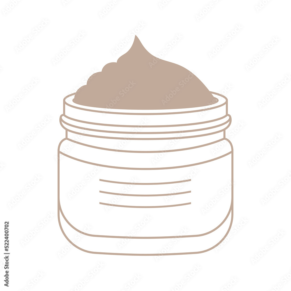Jar with cosmetic product icon linear. Simple emblem for packaging or product care and beauty treatments Jar with cosmetic product icon linear. Simple emblem for packaging or product care and beauty treatments