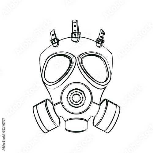 Mask with respirator gas mask in post-apocaly style icon. Protection against chemicals, sand and dust
