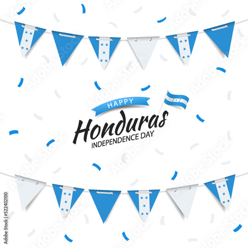Vector Illustration of  Honduras Independence Day. Garland with the flag of Honduras on a white background.
 photo