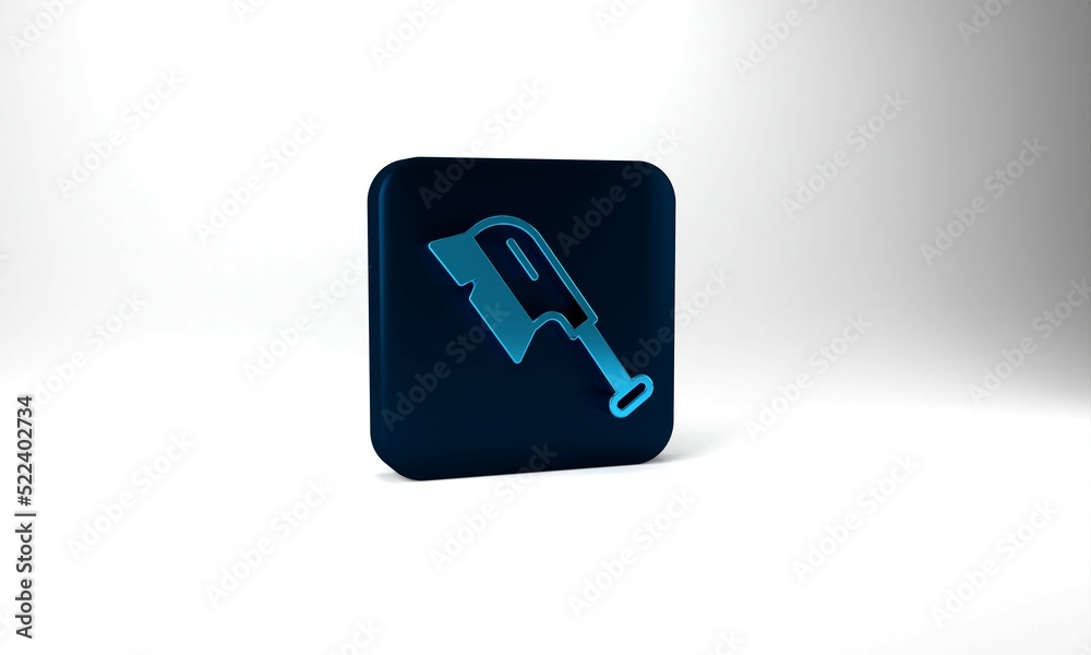 Blue Brush for cleaning icon isolated on grey background. Cleaning service concept. Blue square button. 3d illustration 3D render Blue Brush for cleaning icon isolated on grey background. Cleaning service concept. Blue square button. 3d illustration 3D render