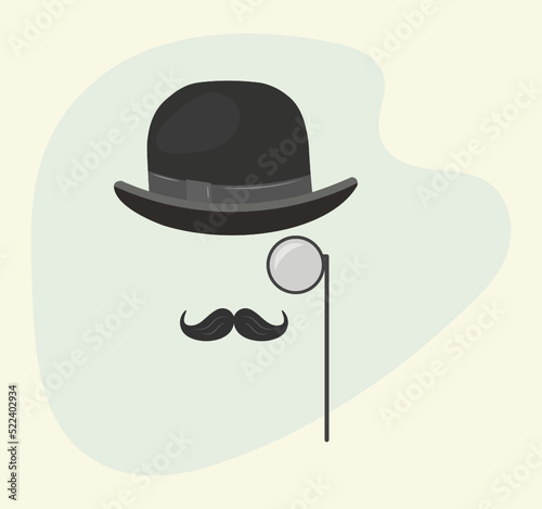 Photo Retro poster of a detective in a pince-nez mustache in a hat