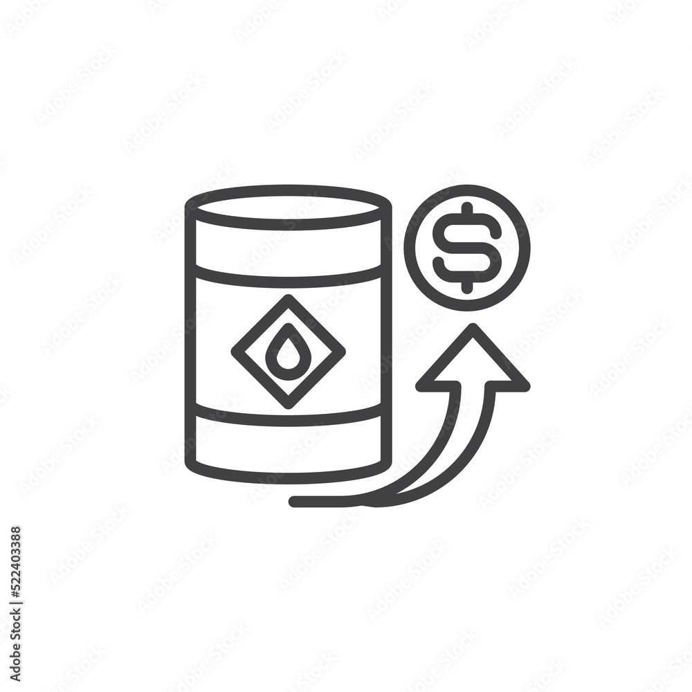 Oil barrel price line icon Oil barrel price line icon