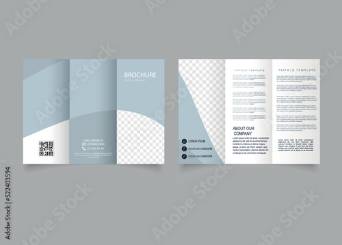 Gray corporate trifold brochure for business. Flyer for printing.