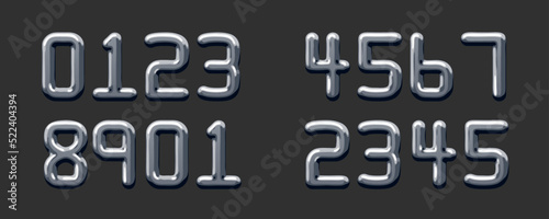 Detailed realistic metallic credit card numbers. Vector illustration