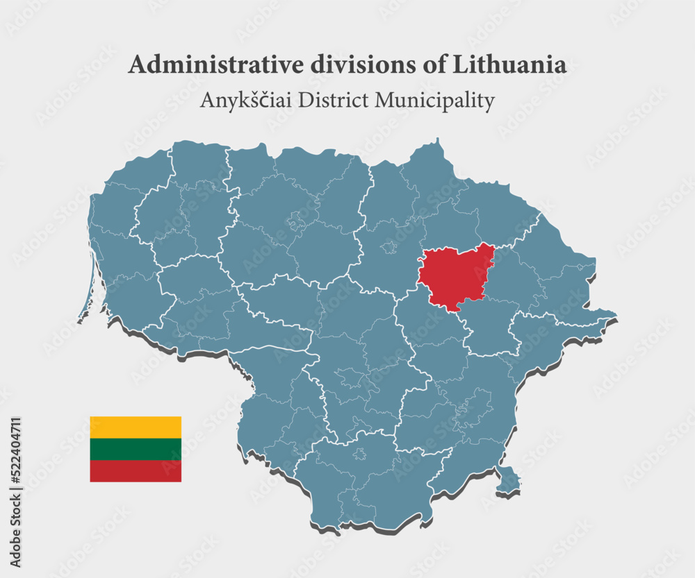 Vector map Lithuania and divide districts