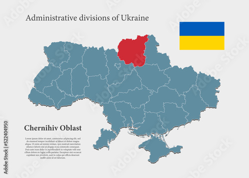 Vector map Ukraine and Chernihiv oblast