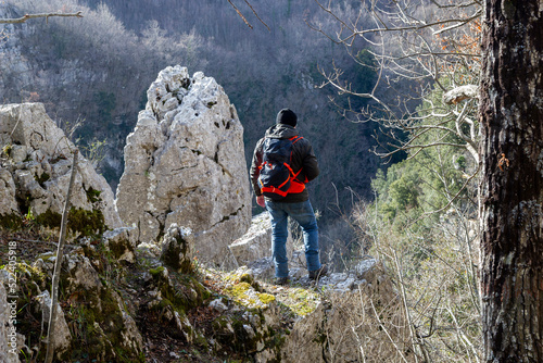 hiker on mountain park on matese park