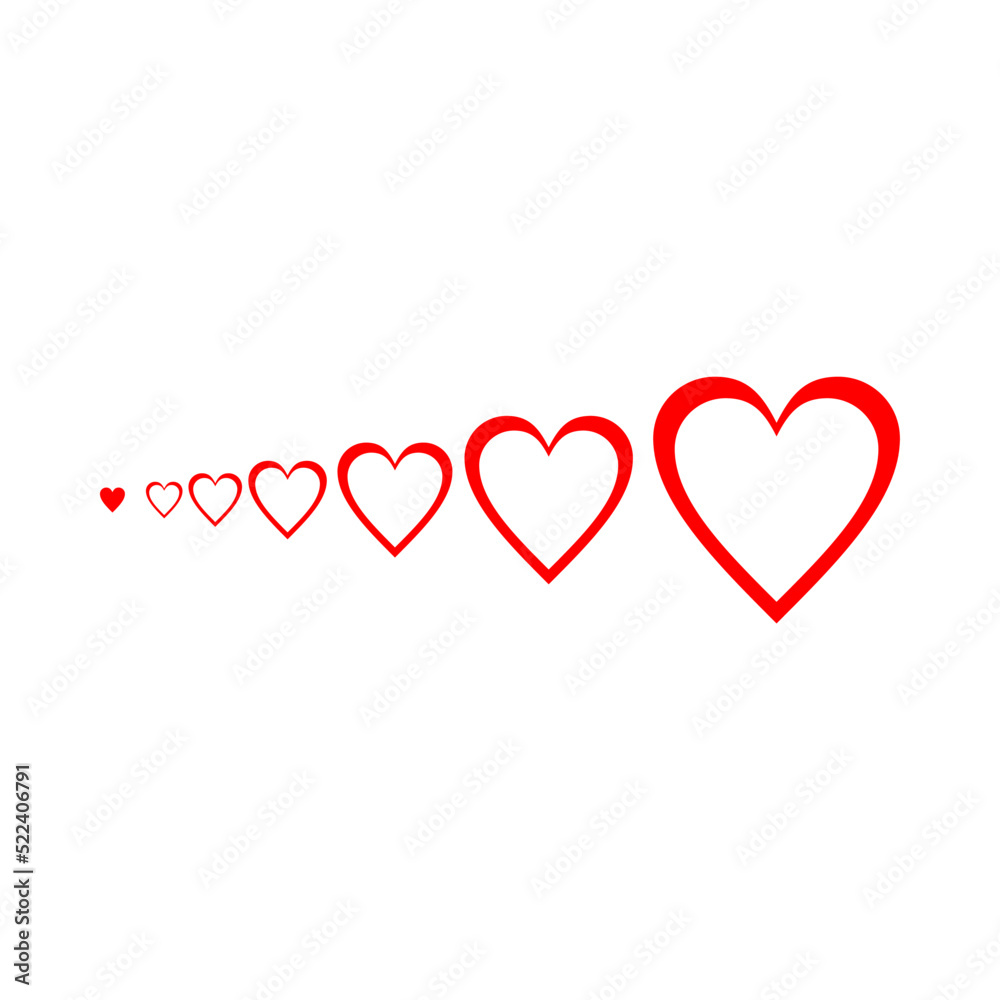 Valentines Day background design with heart stickers scattered.Set of vector hearts. Vector illustration. Realistic heart, isolated. Red heart icons set vector. set of heart for short to big .