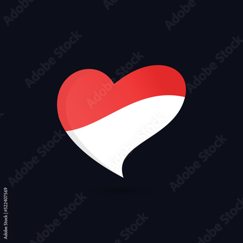 Free Download love or heart indonesian flag color icon isolated on black background - GFXLoad
