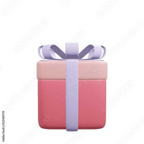 3D rendering pink gift box isolated photo