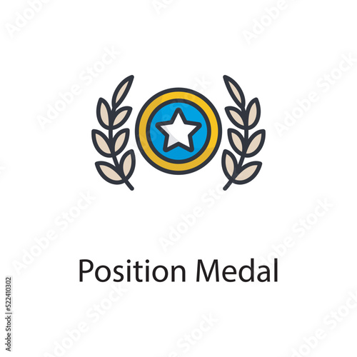 Position Medal vector filled outline Icon Design illustration. Sports And Awards Symbol on White background EPS 10 File