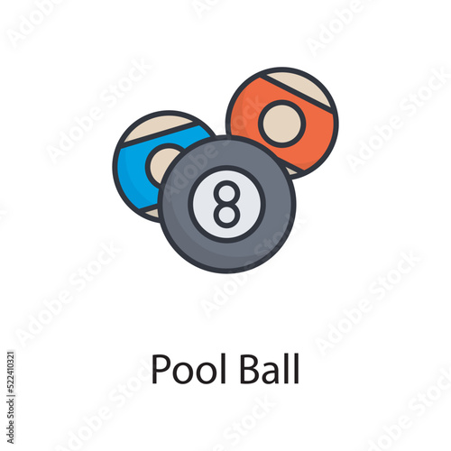 Pool Ball vector filled outline Icon Design illustration. Sports And Awards Symbol on White background EPS 10 File