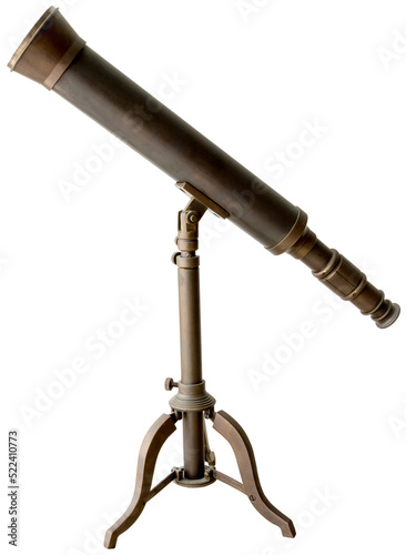 Quadro su tela An antique telescope isolated on white background.