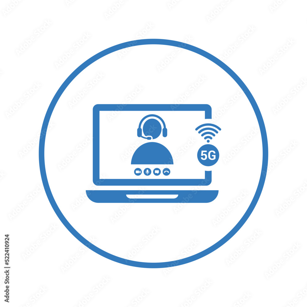 5g connectivity, video calling icon. Blue vector eps 5g connectivity, video calling icon. Blue vector eps