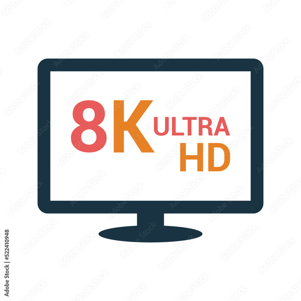 8k, hdtv, monitor, ultra hd tv icon. Glyph style vector EPS. 8k, hdtv, monitor, ultra hd tv icon. Glyph style vector EPS.