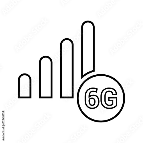 6g cellular, mobile, network, wireless outline icon. Line art vector.